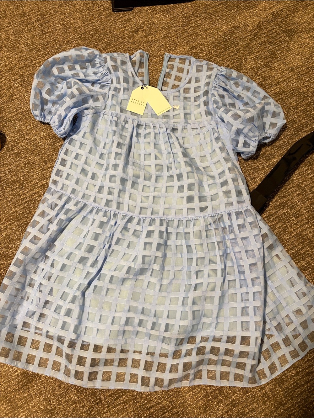 NWT English factory blue window pane dress size S